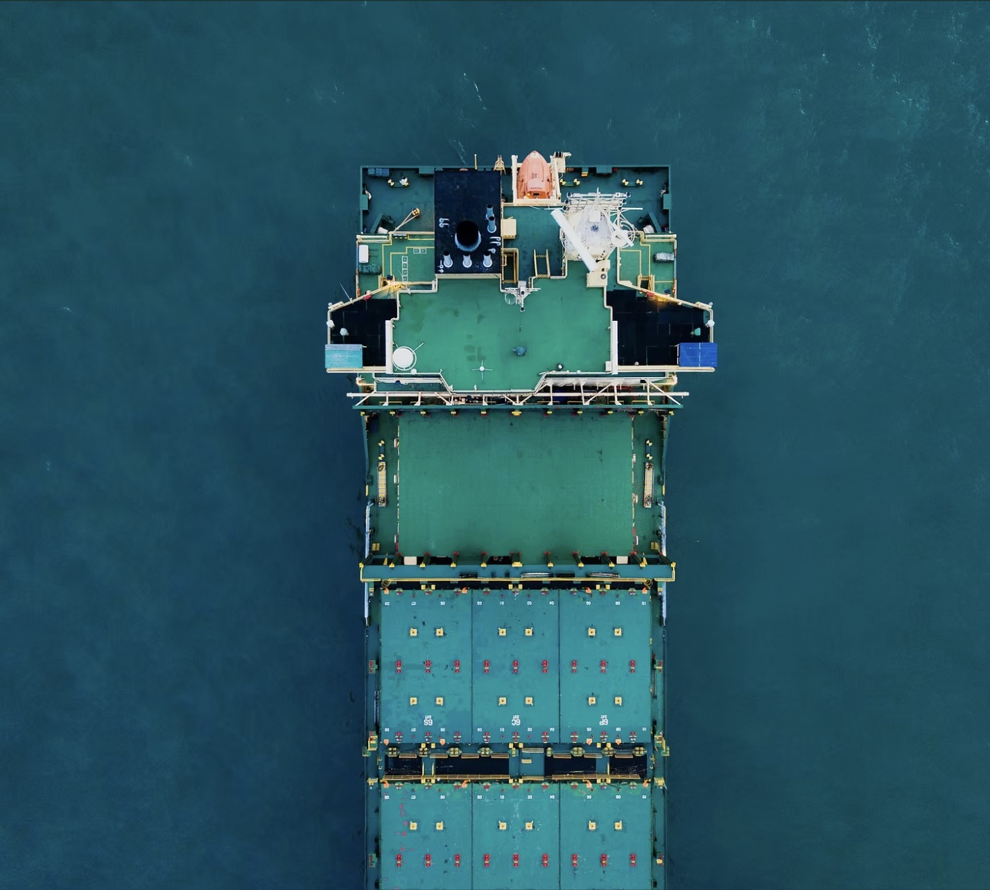Aerial view of cargo ship